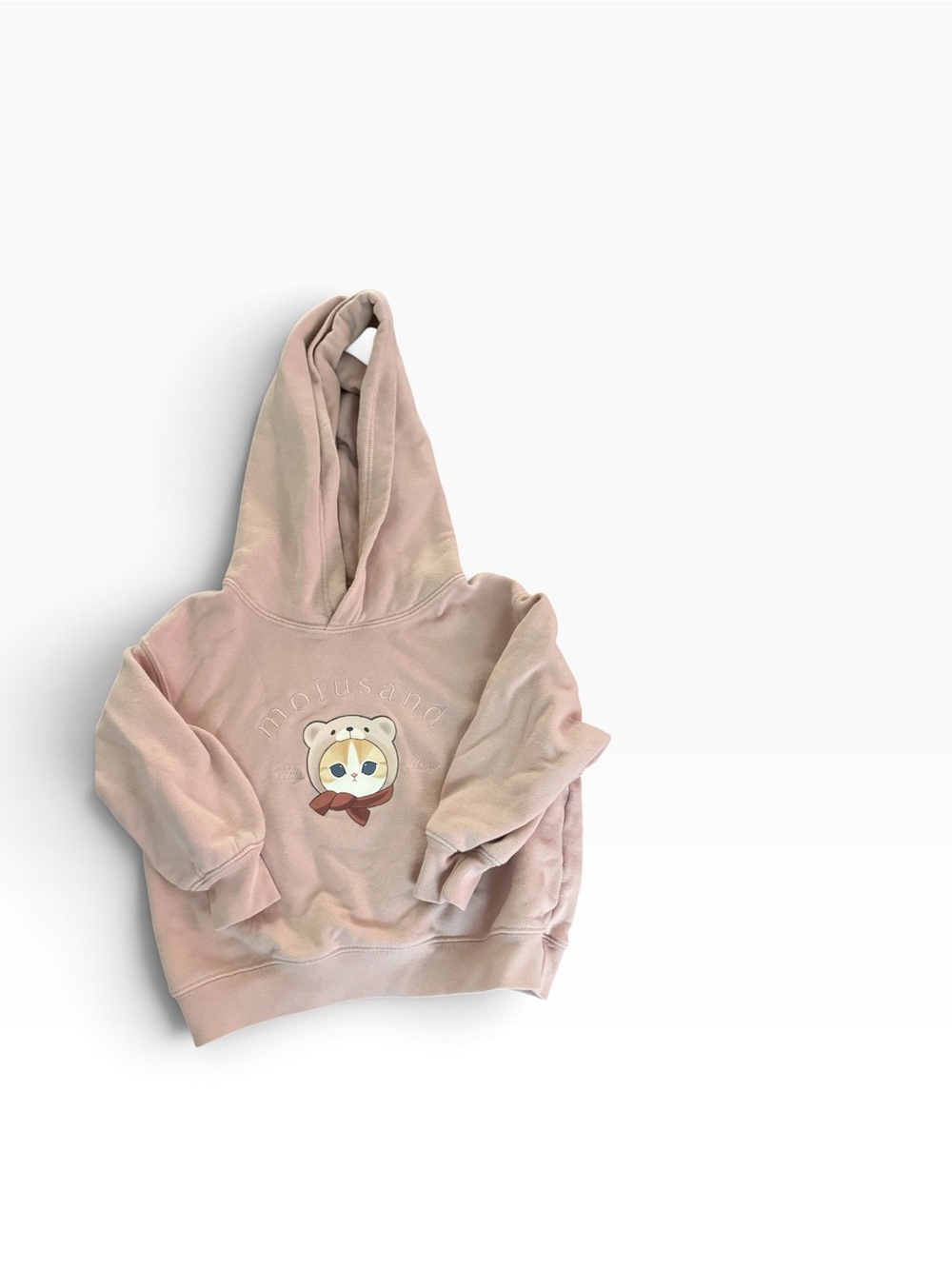 Uniqlo Blush Pink Kids Hoodie with Bear Face Graphic